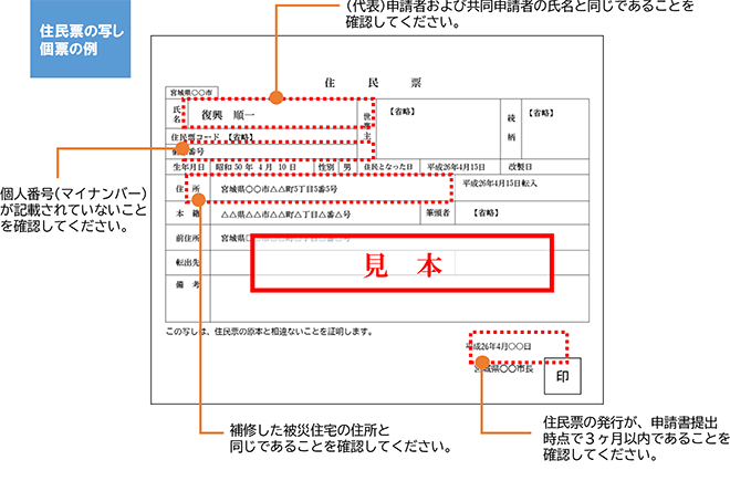 住民票の写し｜住まいの復興給付金